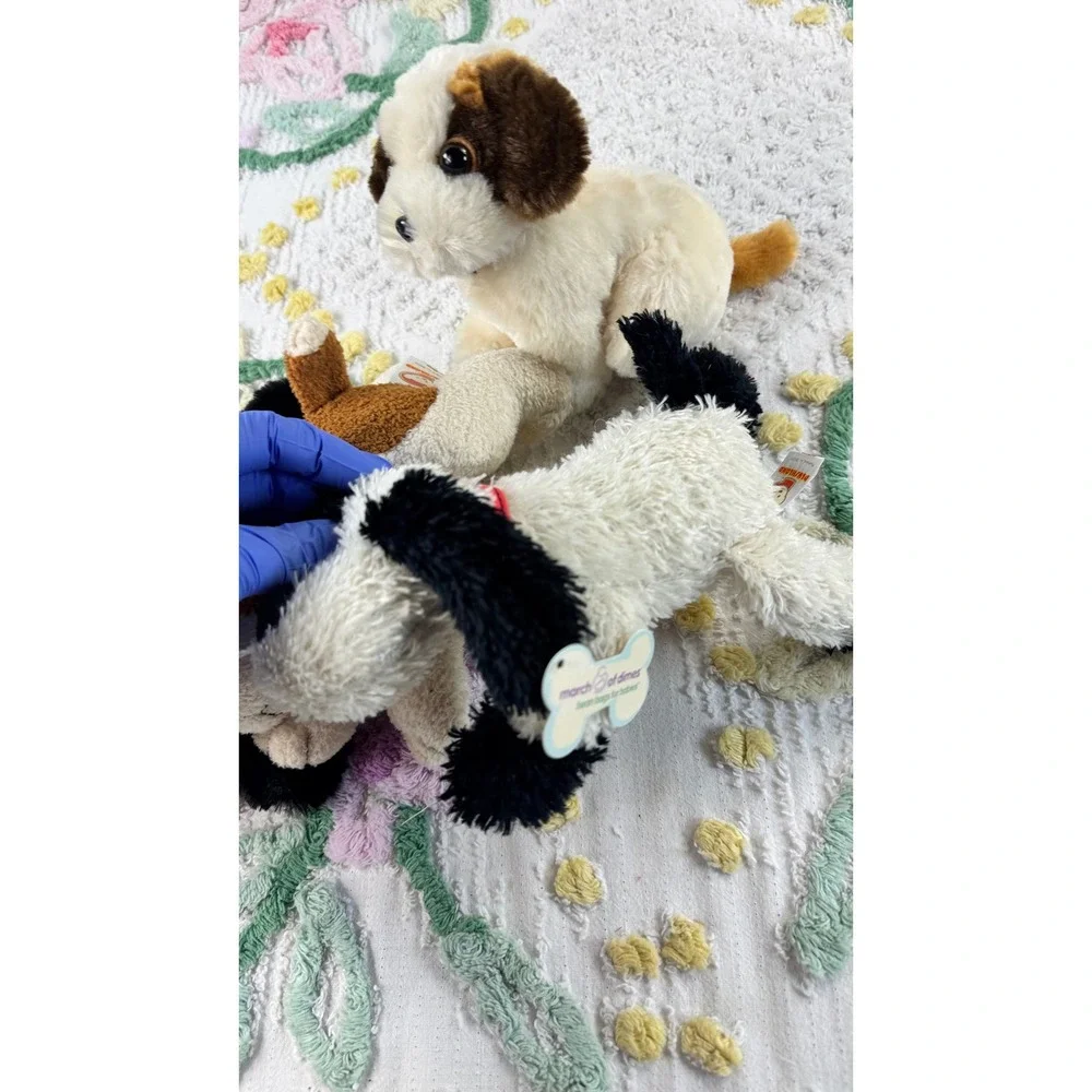 Plushland March of Dimes Puppy Dog Bean Bag Plush Set of 4 Black Brown White